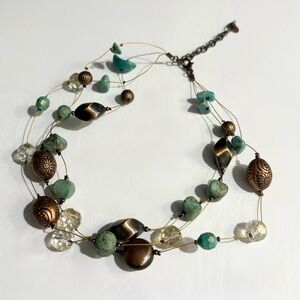 JS Jewelry Triple Wire Beaded Layered Necklace